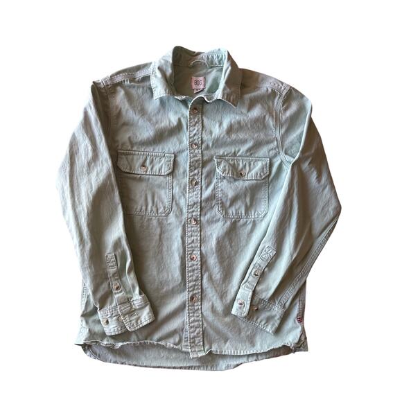 BDG Urban Outfitters M Faded Mint Green Heavy Duck Cotton Button Down Barn Shirt - Picture 1 of 8
